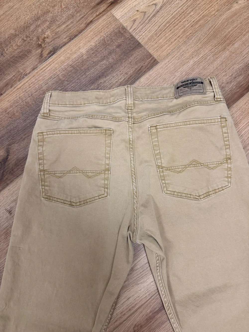 Wrangler Slim Straight Pants Men‎ 32/32 Khaki Tan 5 Pocket Mid Rise Casual Work